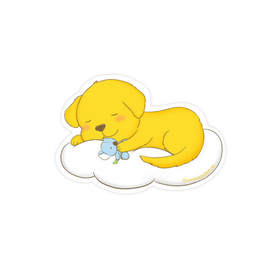 Sleeping Puppy and Koala Sticker, Golden Retriever Sticker