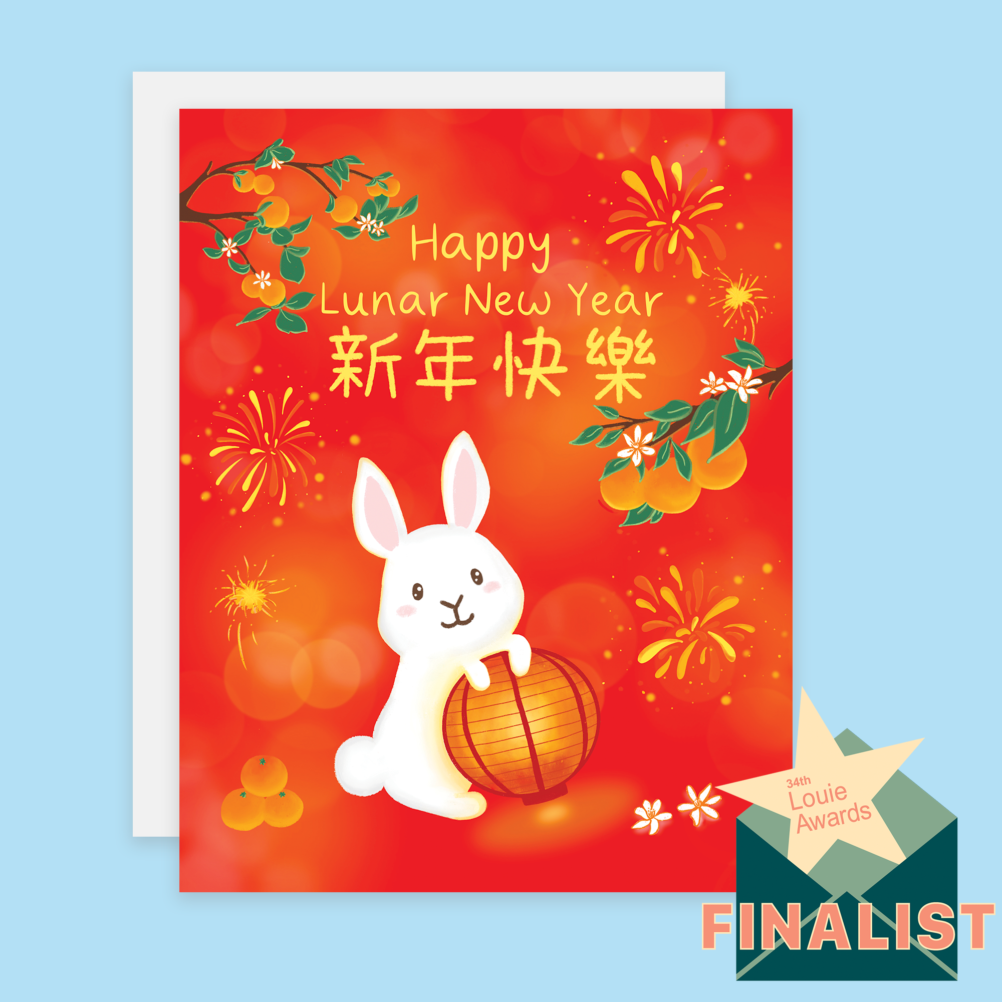 Year of the Rabbit 2023 New Years Card Rabbit in the Moon 